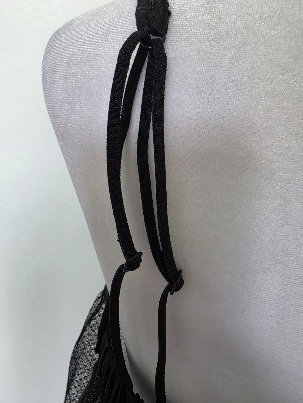 Y2K Victoria's Secret 100% Silk Sheer Mesh Babydoll Cami Black L - Picture 7 of 10